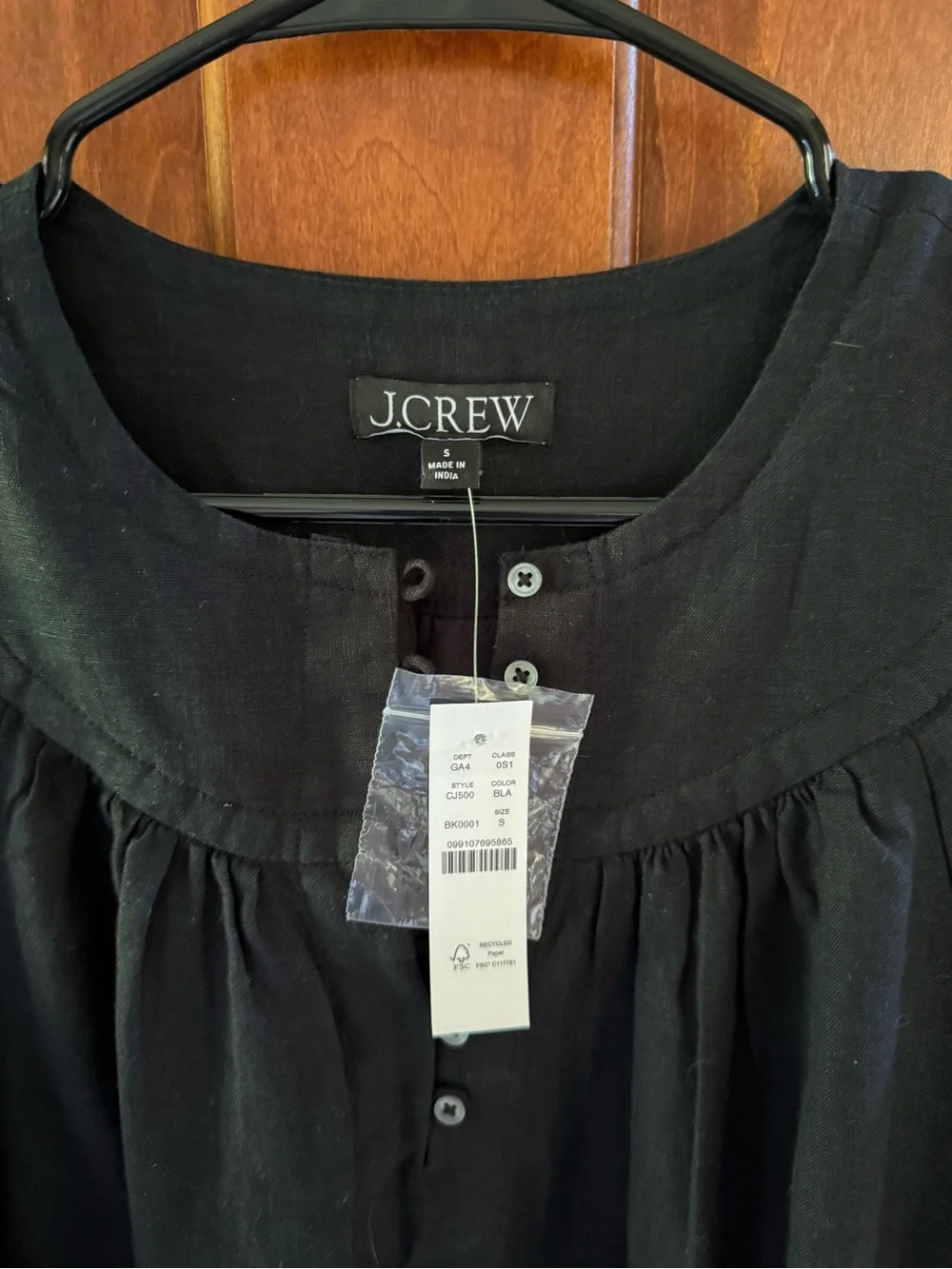 J. Crew Black Long-Sleeve Button Henley Tunic